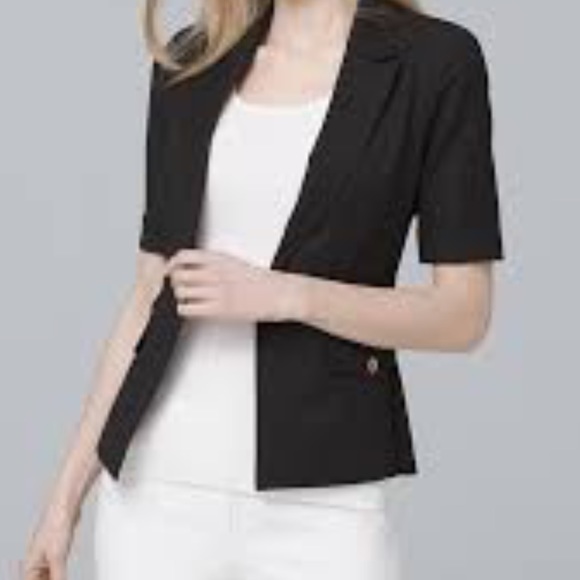 White House Black Market Black Short Sleeve Jacket - Picture 1 of 3